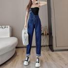 One-shoulder Denim Dungaree Pants