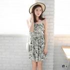 Feather Print Sleeveless Dress