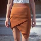 Asymmetric Knit Mini Skirt