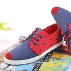 Color-block Heart Embroidered Frilled Sneakers