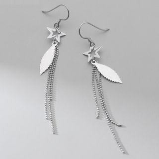 Star Leaf Drop Earring 1 Pair - S925 Silver - Silver - One Size