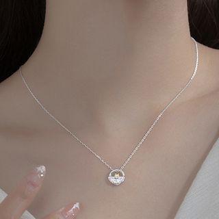 Star Rhinestone Pendant Sterling Silver Necklace 1 Pc - Silver - One Size