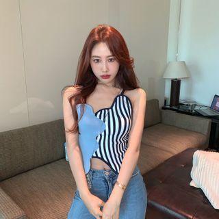 Asymmetric Striped Camisole Top As Shown In Figure - One Size