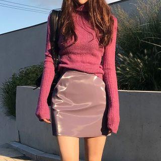 Turtle-neck Wool Blend Sweater In Vivid 6 Colors