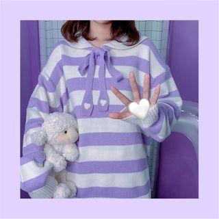 Striped Bow Detail Sweater