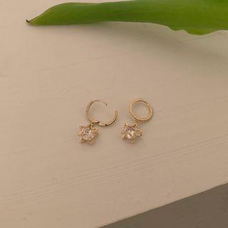 Star Rhinestone Dangle Earring 1 Pr - Gold - One Size