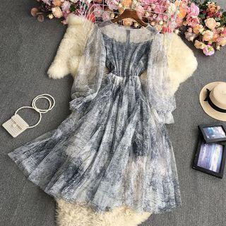 Tie-dye Long-sleeve Dress