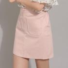 Pocket-front Mini A-line Skirt
