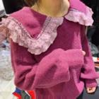 Lace Trim Doll-collar Sweater