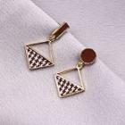 Houndstooth Triangle Alloy Square Dangle Earring 1 Pair - As Shown In Figure - One Size