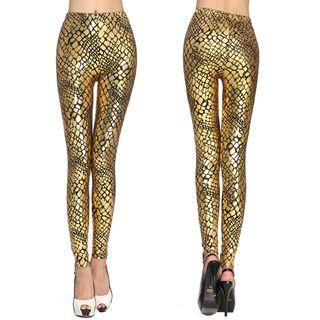 Metallic Snakeskin Print Leggings