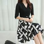 Mock Two-piece Wrap-front Dress