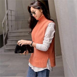 Mock Turtle-neck Sleeveless Sweater