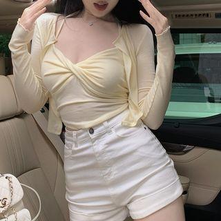 Set: Twist Camisole Top + Cropped Cardigan