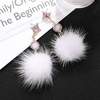 Pom Pom Earring 1 Pair - White - One Size