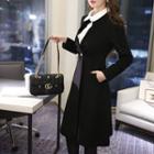 V-neck Faux-pearl Buttoned Coat