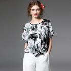 Print Tie Hem Short-sleeve T-shirt