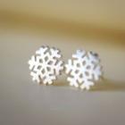 925 Sterling Silver Snowflake Stud Earring 1 Pair - Silver - One Size