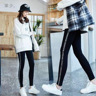 Lettering Trim Skinny Pants