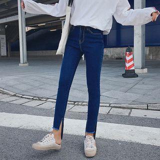Asymmetrical Hem Slim Fit Jeans