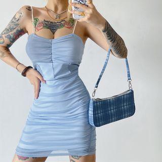 Spaghetti Strap Color Block Mini Bodycon Dress