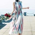 Sleeveless Tie-dyed Midi A-line Dress
