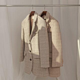 Three-button Boxy Check Wool Blend Jacket