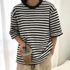 Striped Short-sleeve T-shirt Black - One Size