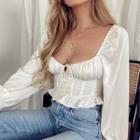 Long-sleeve Tie-front Cropped Top
