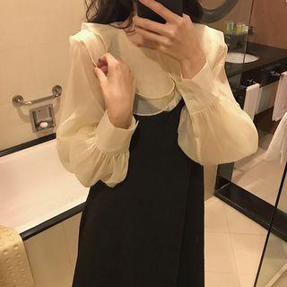 Double Collar Blouse / Tie-back Pinafore Dress