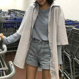 Set: Striped Shirt + Long-sleeve T-shirt