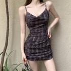 Spaghetti Strap Leopard Print Dress Leopard - Black & Gray - One Size