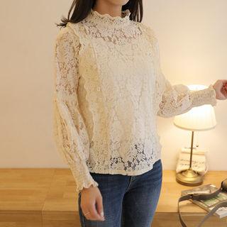Bishop-sleeve Crochet Blouse