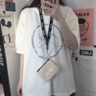Elbow-sleeve Hand Print T-shirt White - One Size