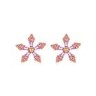 Sterling Silver Plated Rose Gold Simple Fashion Flower Stud Earrings With Pink Cubic Zirconia Rose Gold - One Size