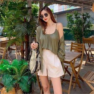 Open Cardigan & Shirred Cami Matching Set