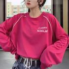 Letter Embroidered Drawstring-waist Pullover