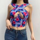Patterned Sleeveless Cropped Top
