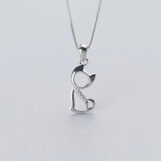 925 Sterling Silver Rhinestone Cat Pendant As Shown In Figure - One Size