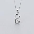925 Sterling Silver Rhinestone Cat Pendant As Shown In Figure - One Size