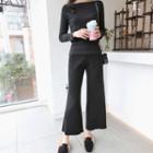 Band-waist Rib-knit Pants