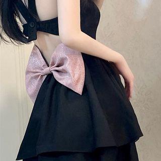 Strapless Bow Open-back A-line Dress