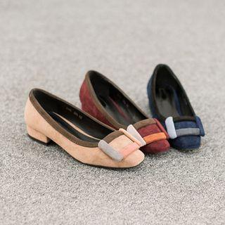 Contrast-trim Faux-suede Flats