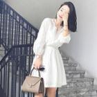 3/4-sleeve Eyelet Lace Mini A-line Dress