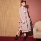 Bow-accent Long Padded Coat