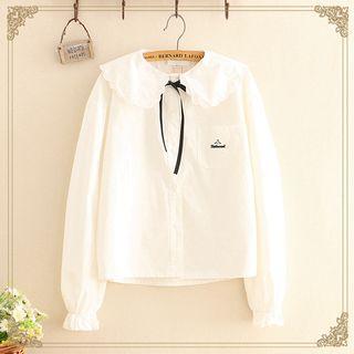 Scallop Collar Blouse As Shown In Figure - One Size