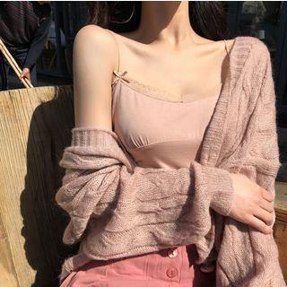 Plain Cable-knit Cardigan / Plain Camisole Top / Plain Skirt