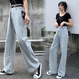 Wide-leg Jeans / Paneled Printed T-shirt