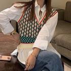 Shirt / Patterned Knit Vest