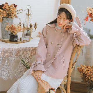Tie-cuff Double-breasted Coat